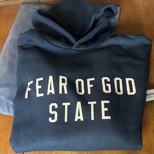 Fear of God State Hoodie in Navy and Cream